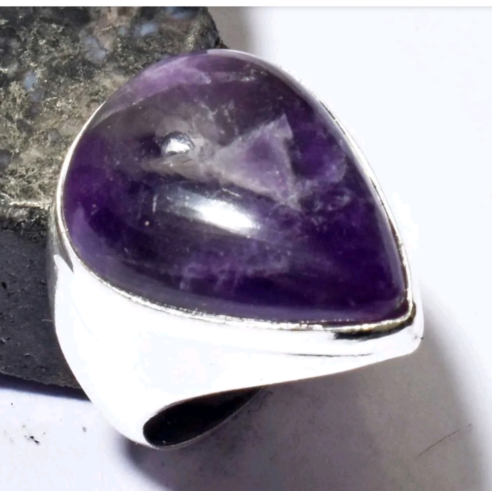 New size 9.5 amethyst sterling silver ring